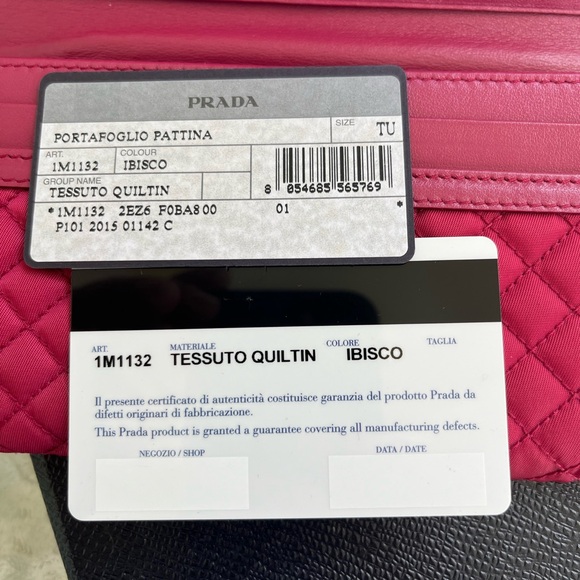 PRADA Tessuto Nylon Quilted Continental Flap Wallet Ibisco - Picture 3 of 16